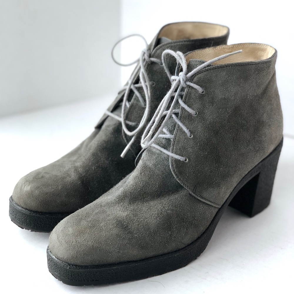 WOMENS JONES BOOTS SUEDE GREY HEEL ANKLE BOOTS
